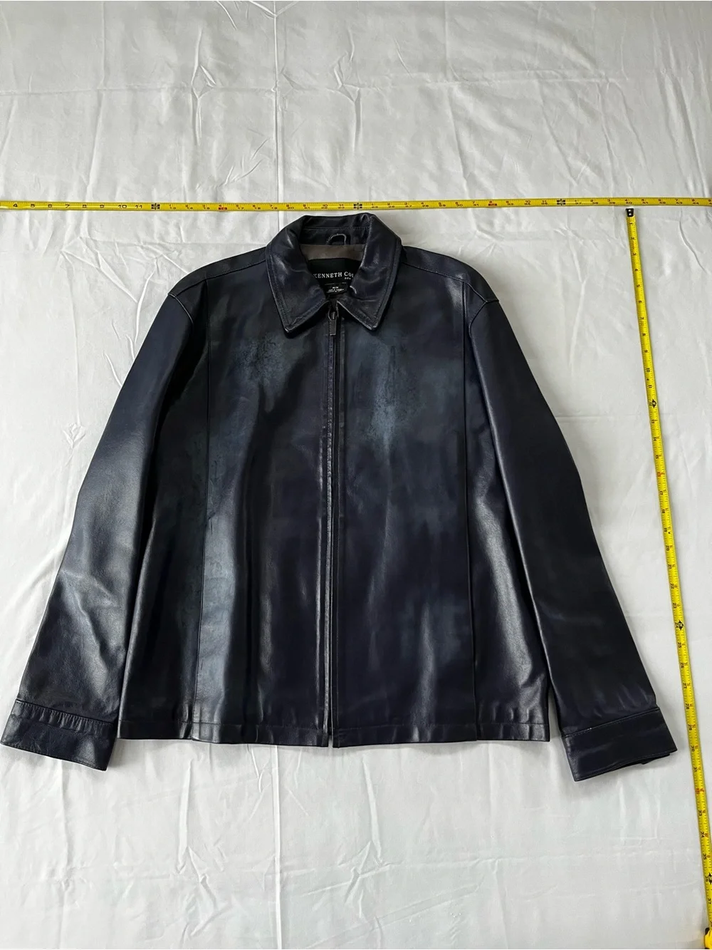 Kenneth Cole Men's Purple Leather Zip-Up Jacket